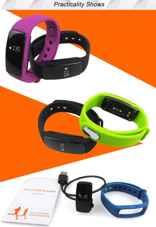 ID107HR Heart Rate Monitor Fitness Tracker Smart Wristband for iOS / Android Mobile Phone Pedomet...