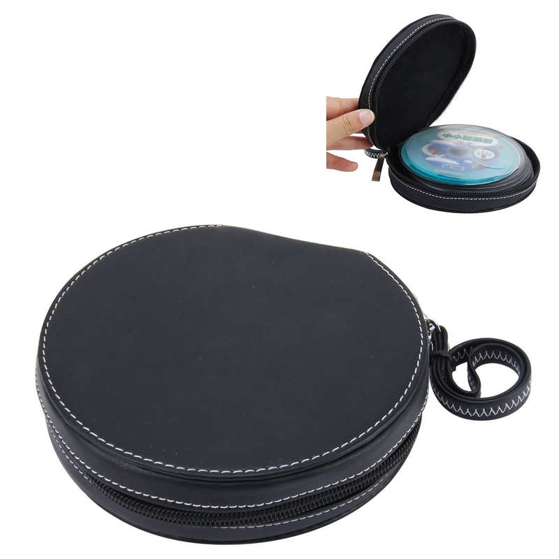 20 CD Disc Storage Case Leather Bag Heavy Duty CD/ DVD Wallet for Car Home Office and Travel(Black)