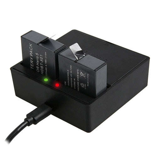For GoPro HERO5 AHDBT-501 Dual-battery Charger with LED Indicator Light