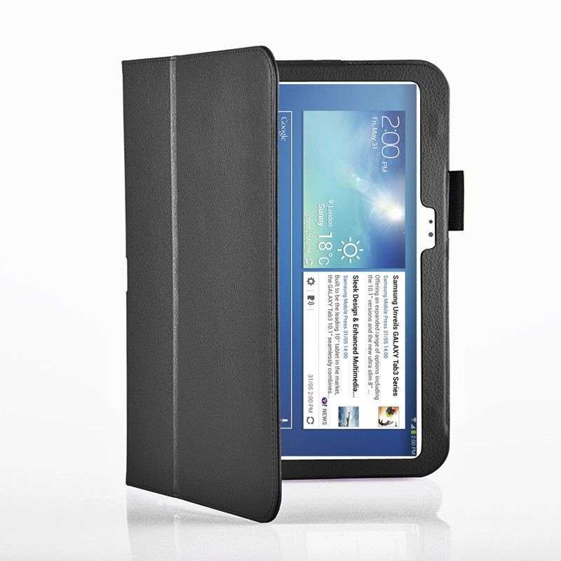 Leather Stand Cover Case For Samsung Galaxy Tab 3 10.1 P5200 / P5210 - black