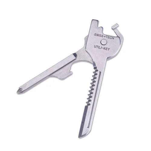 SWISS+TECH Stainless Steel 6 in 1 Multi-function Outdoor Key Chain Foldable Mini Tools Key Ring-...