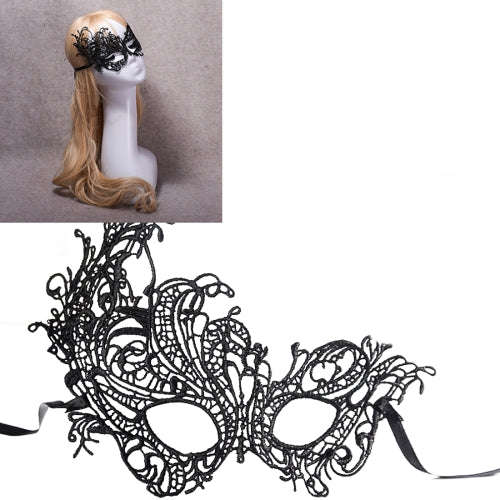 Halloween Masquerade Party Dance Sexy Lady Lace Phoenix Mask (Black)-HC5942B