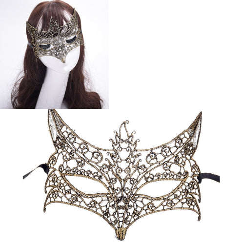 Halloween Masquerade Party Dance Sexy Lady Bronzing Lace  Fox Mask (Gold)-HC5948J