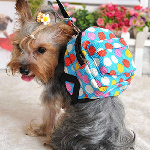 Pet Own Backpack Pet Circle Wave Point The Dog Small Backpack with Towing Rope Medium  Chest Meas...