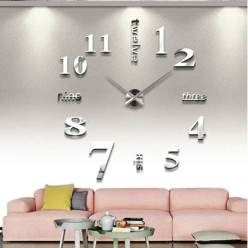 Creative 3D Mirror DIY Wall Sticker Clock Size: 120*120cm(White)