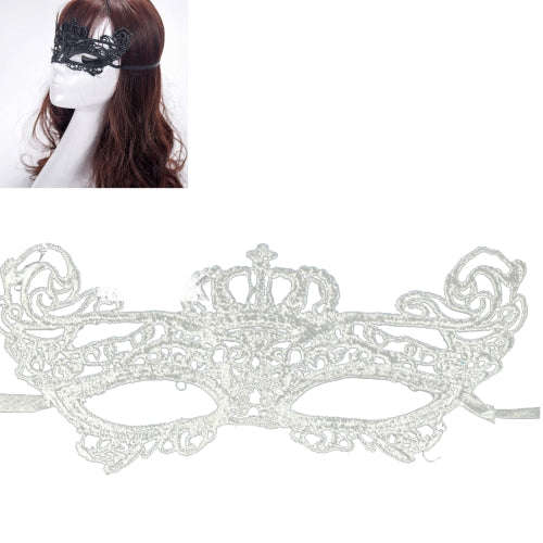 Halloween Masquerade Party Dance Sexy Lady Lace Crown Mask (White)-HC8974W