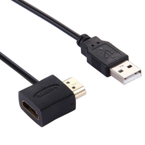 HDMI Female + HDMI Male to USB 2.0 Male Connector Adapter Cable Length: 50cm