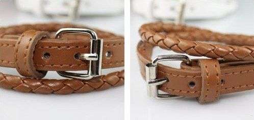 Fashion Belt Buckle Style Leather Bracelet - black