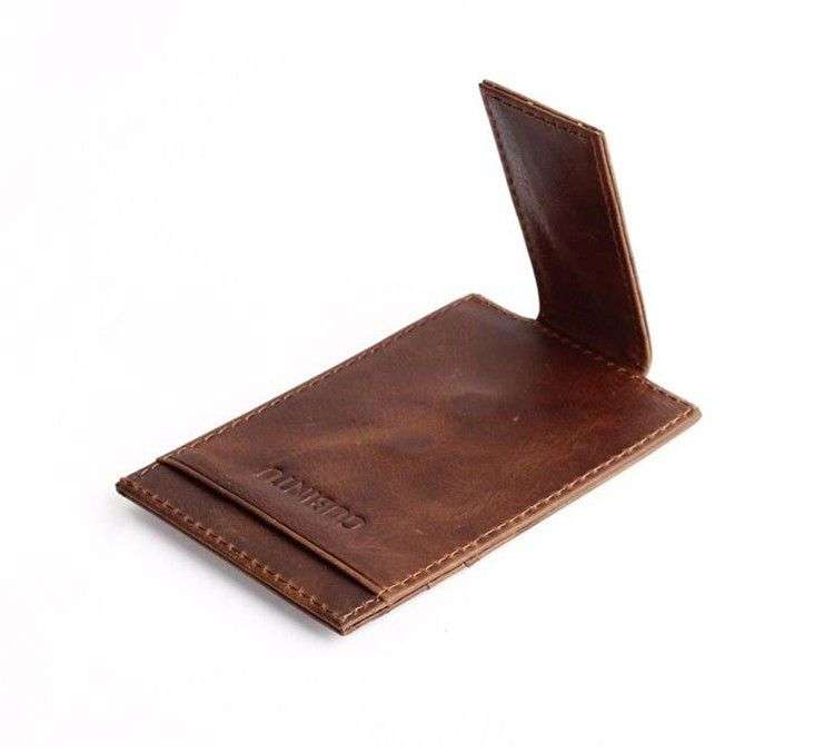Vintage Leather Wear-resisting Money Clip Wallet for Men (Brown)