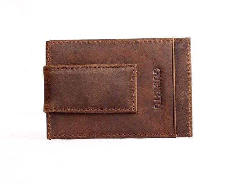 Vintage Leather Wear-resisting Money Clip Wallet for Men (Brown)