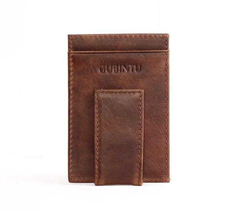 Vintage Leather Wear-resisting Money Clip Wallet for Men (Brown)