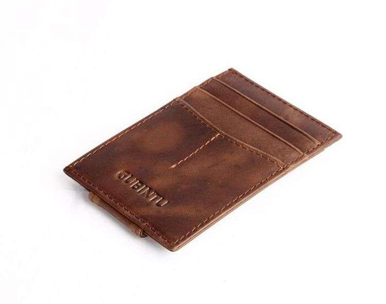 Vintage Leather Wear-resisting Money Clip Wallet for Men (Brown)