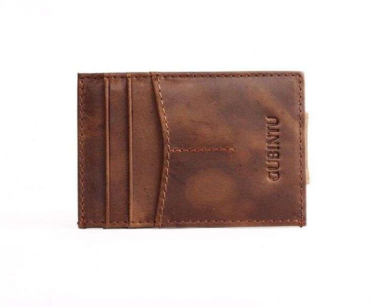 Vintage Leather Wear-resisting Money Clip Wallet for Men (Brown)