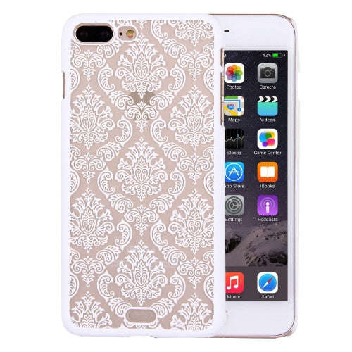 iPhone 7 Plus Case, Embossed Flowers Pattern Plastic Protective Case(White)