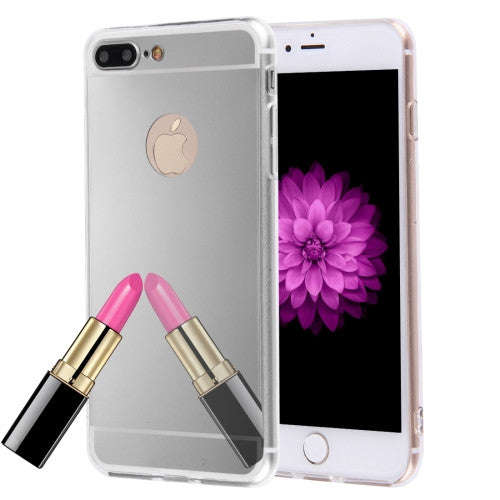 iPhone 7 Plus Case, Electroplating Mirror TPU Protective Cover Case(Silver)