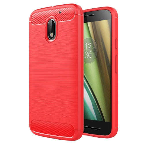 For Motorola Moto E3 Brushed Texture Carbon Fiber TPU Protective Case(Red)