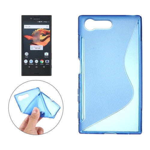For Sony Xperia X Compact S-Shaped Soft TPU Protective Cover Case(Blue)