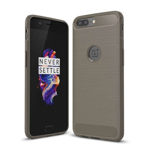 For OnePlus 5 Brushed Texture Carbon Fiber Shockproof TPU Rugged Armor Protective Case(Grey)