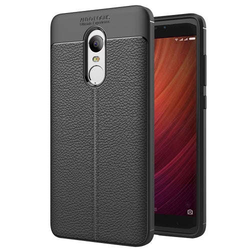 Xiaomi Redmi Note 4 Case, Litchi Texture TPU Protective Back Cover Case (Black)