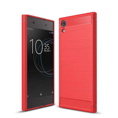 For Sony Xperia XA1 Ultra Brushed Texture Carbon Fiber Shockproof TPU Rugged Armor Protective Cas...