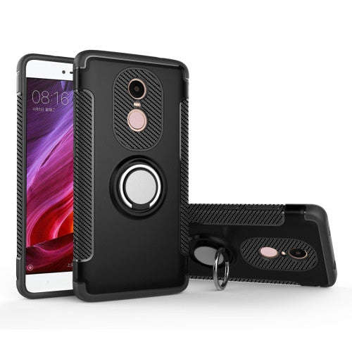 Xiaomi Redmi Note 4X Case, Magnetic 360 Degree Rotation Ring Armor Protective Case(Black)