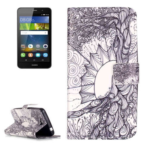 Huawei Y6 Pro Embossment Tree of Life Pattern Horizontal Flip Leather Case with Holder & Card Slo...