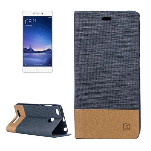 Xiaomi Redmi 3S Canvas Pattern PU + TPU Horizontal Flip Leather Case with Holder & Card Slots(Black)