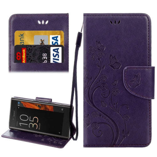 For Sony Xperia XZ Butterflies Love Flowers Embossing Horizontal Flip Leather Case with Holder & ...