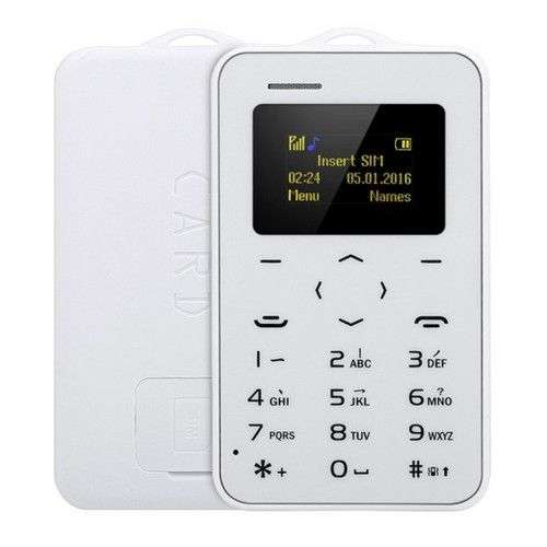 AEKU C6 Card Mobile Phone Network: 2G 4.8mm Ultra Thin Pocket Mini Slim Card Phone 0.96 inch QWER...