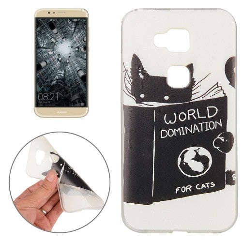 Huawei G8 Black Cat Words Pattern TPU Protective Case