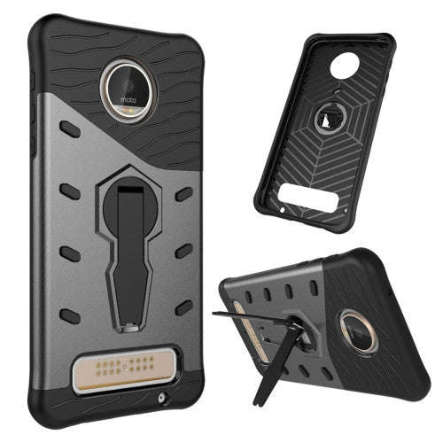 For Motorola Moto Z Play Shock-Resistant 360 Degree Spin Tough Armor TPU + PC Combination Case wi...