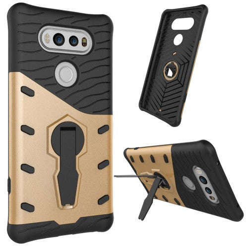 For LG V20 Shock-Resistant 360 Degree Spin Tough Armor TPU + PC Combination Case with Holder(Gold)
