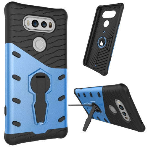 For LG V20 Shock-Resistant 360 Degree Spin Tough Armor TPU + PC Combination Case with Holder(Blue)