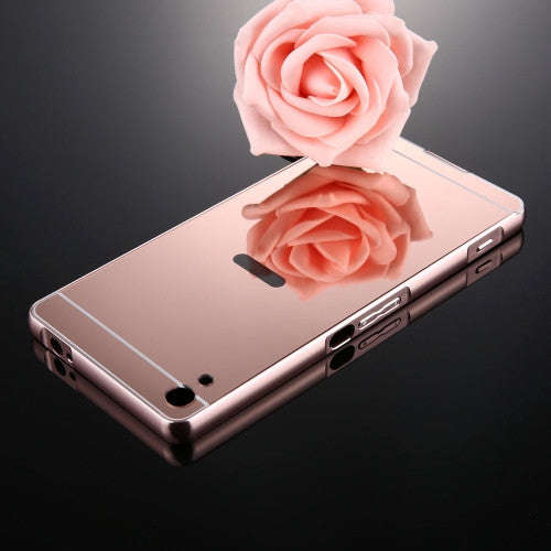 For Sony Xperia XA Ultra Mirror Push Pull Back Shell Cover + Electroplating Bumper Frame Protecti...