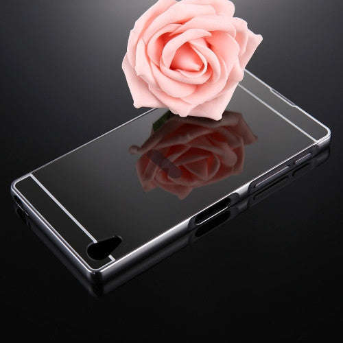 For Sony Xperia Z5 Premium Mirror Push Pull Back Shell Cover + Electroplating Bumper Frame Protec...