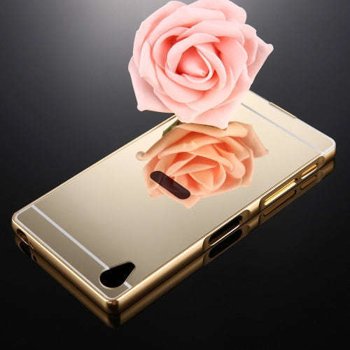 For Sony Xperia Z5 Premium Mirror Push Pull Back Shell Cover + Electroplating Bumper Frame Protec...