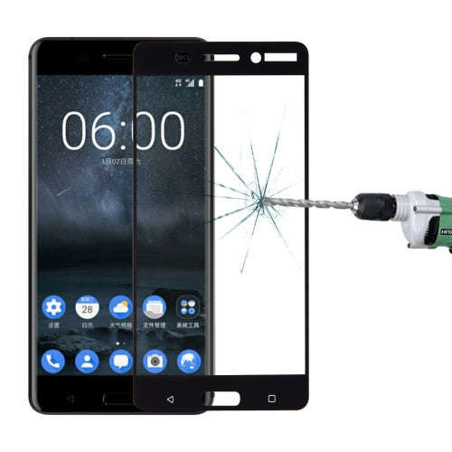 For Nokia 6 0.26mm 9H Surface Hardness Colorized Silk-screen Tempered Glass Full Screen Film (Black)