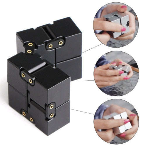 Folding Puzzles Magic Cube Infinity Fidget Cube Pressure Reduction Toy (Black)