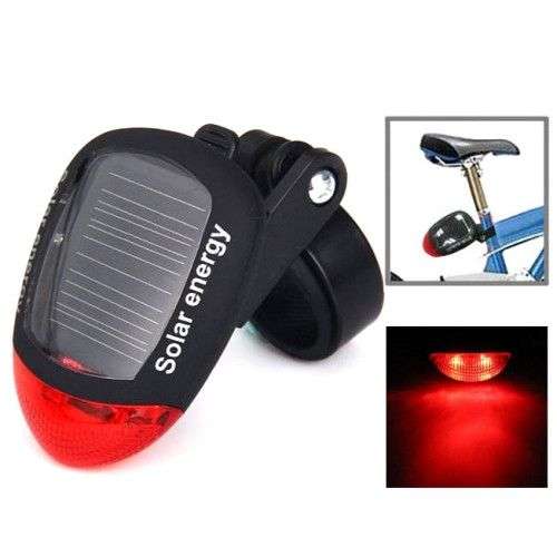 4 Flash Mode Available Solar Energy Rechargeable Bicycle Tail Light with 2 Red LED