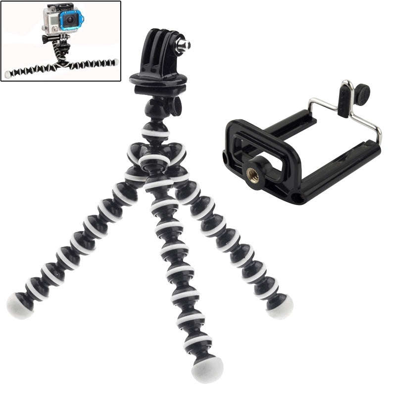 2 in 1 Flexible Tripod with Mount Adapter + Phones Mount Adapter Set for GoPro HERO4 /3+ /3 /2 /1...