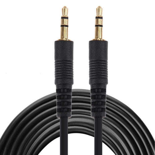 Aux Cable 3.5mm Male Mini Plug Stereo Audio Cable Length: 5m (Black + Gold Plated Connector)