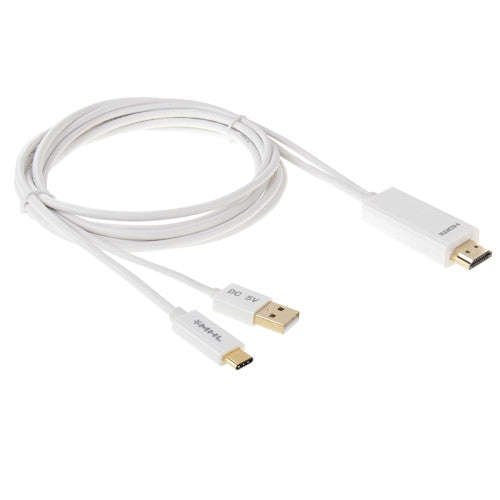 USB 3.1 Type-C Male to HDMI Male Data Cable for Letv Le 1 / Le Max / Le 1 Pro Length: 2m(White)