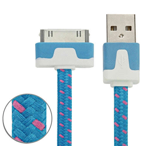Woven Style 30 Pin to USB Data / Charging Cable Length: 2m(Blue)