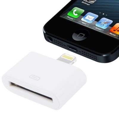 30 Pin Female to Lightning 8 Pin Male Adapter for iPad 4, iPhone 5, iPad mini, iPod Touch 5 - White