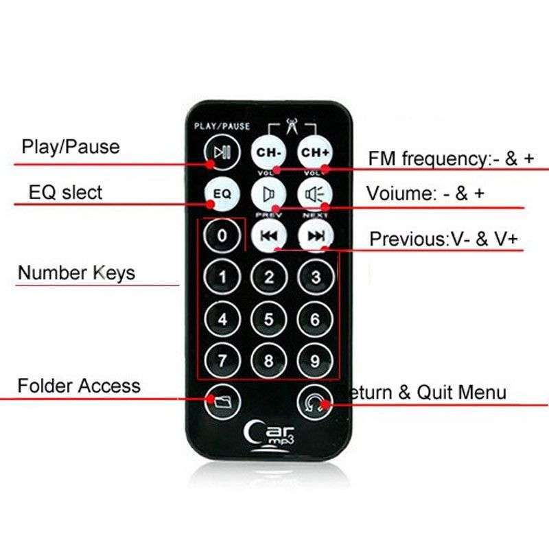 Car MP3 Player Wireless FM Transmitter with Remote Control