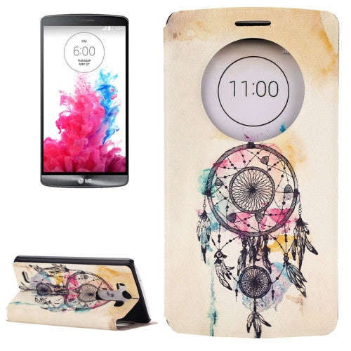 National Style Cap Pattern Leather Case with Holder & Caller ID Display for LG G3 / D855