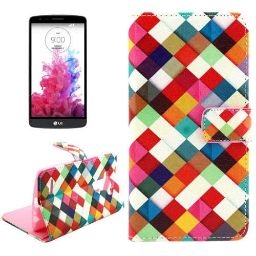 Colorful Grid Pattern Cross Texture Leather Case with Holder & Card Slots & Wallet for LG G4