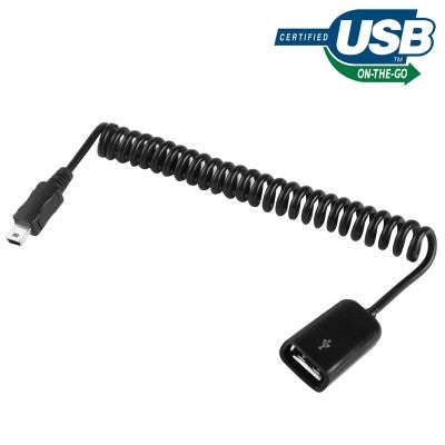Mini 5-pin USB to USB 2.0 AF Coiled Cable / Spring Cable with OTG Function Length: 22cm (can be e...