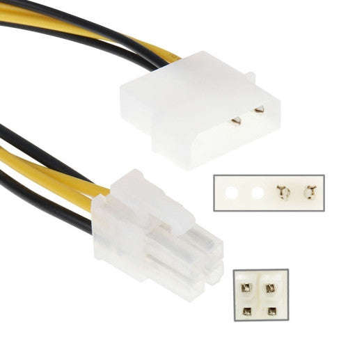 Motherboard Molex IDE 2-pin to 4-Pin ATX P4 12V ATX CPU Power Connector Adapter Cable