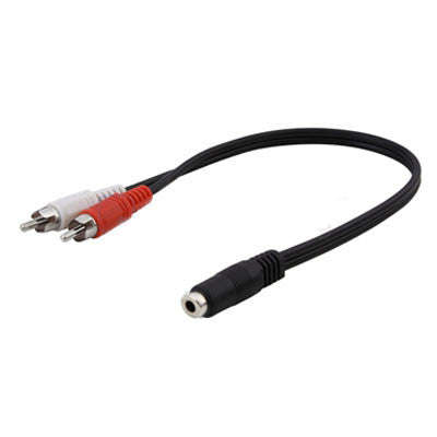 3.5mm female stereo jack to 2 male RCA plugs cable Length: 38cm